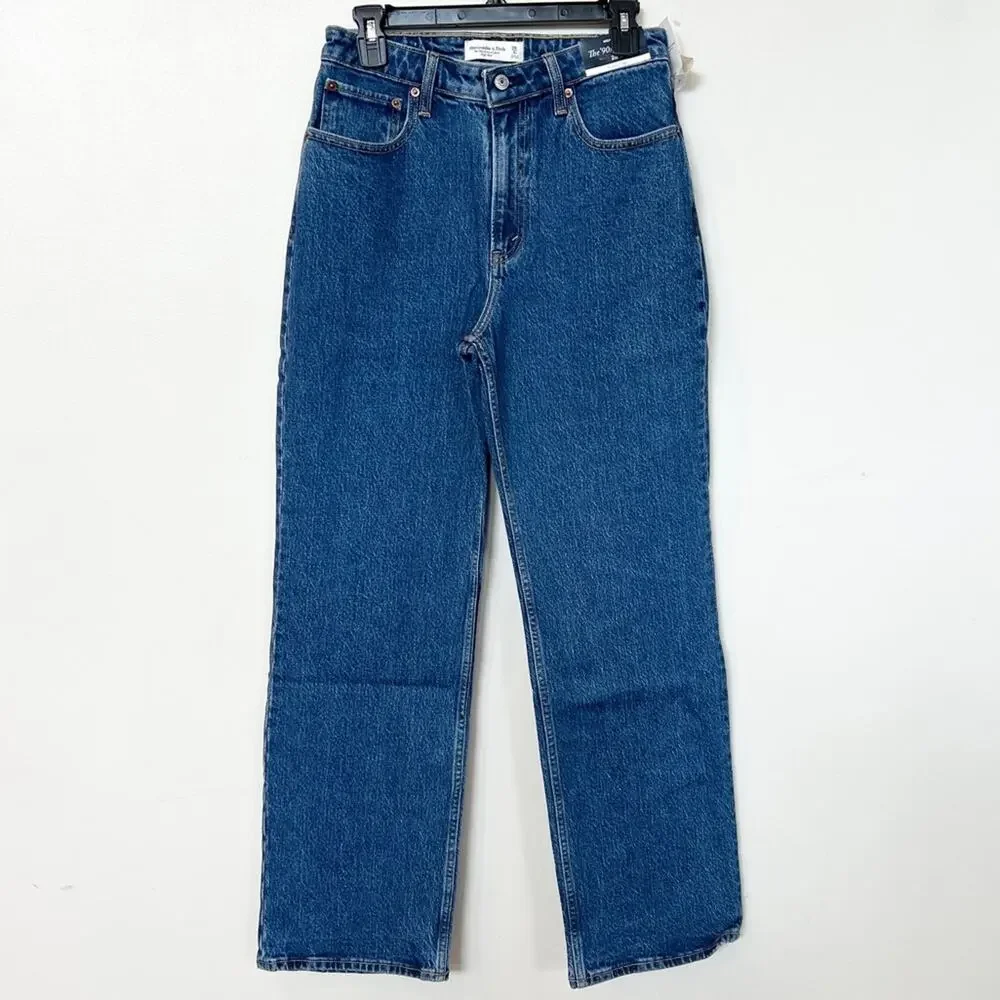 New ABERCROMBIE Curve Love High Rise 90s Relaxed Jean Dark SIZE 28 Regular - Picture 3 of 9